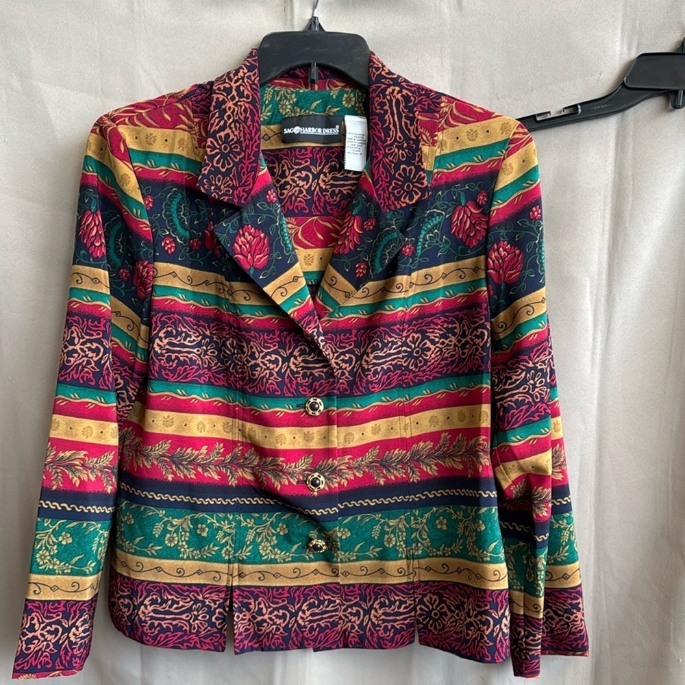 NWT Sag Harbor Vintage 90s Striped Blouse Jacket Women’s 14